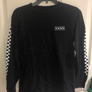 VANS black long sleeve with checkered sleeves